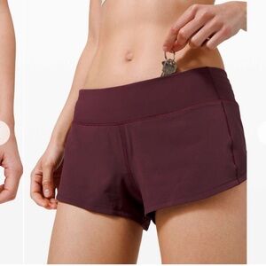 Lululemon Red Merlot Speed Up LR Short 2.5” Line - Size 6